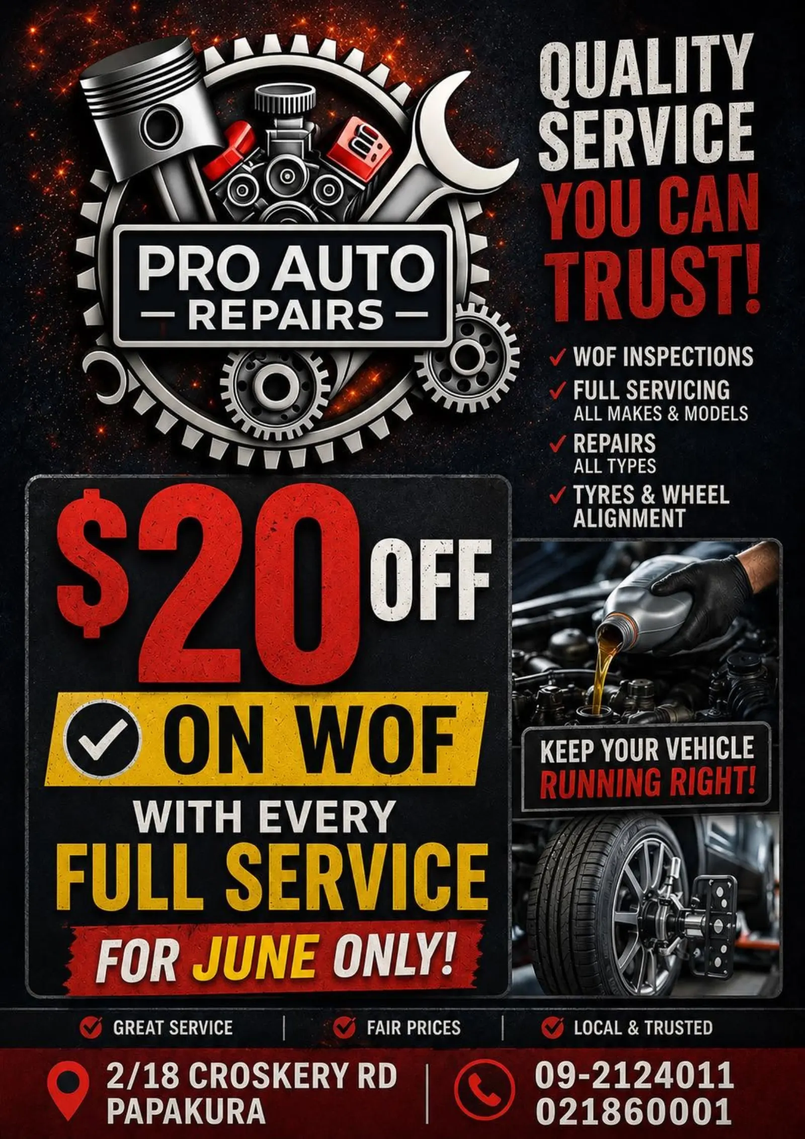 Pro Auto Repairs promotional flyer